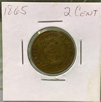 1865 US two cent piece