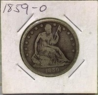 1859 O Seated US Half Dollar
