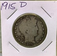 1915 D US barber half Dollar
