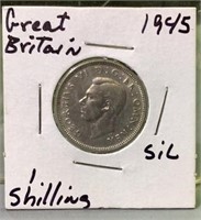 1945 great Britain silver one Shilling