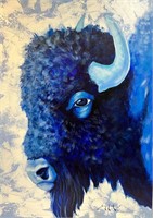 Blue Bison (30" X 40" Canvas)