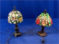 2 SMALL STAINED LAMPS