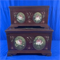 2 ORNAMENTAL CHESTS W/ FLORAL DESIGNS