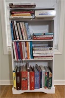 48 COOKBOOKS & WOODEN BOOKCASE