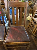 ANTIQUE SOLID WOOD CHAIRS WITH RED SEATS  - 6