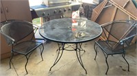 Metal patio table with 2 chairs