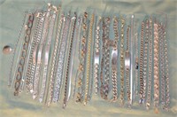 37 sterling silver bracelets, 340g tw
