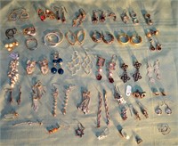 37 pair of sterling earrings, 190g tw