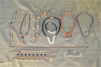 Collection of silver necklaces, bracelets, etc.
