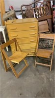 2 wood folding chairs