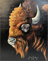 Deep Thought Bison (16" X 20" Canvas)