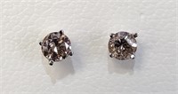 Certified14K  Diamond(0.42Ct,Si2-I2,J-K) Earrings