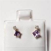 $200 10K  Amethyst(0.4ct) Diamond(0.06ct) Earrings