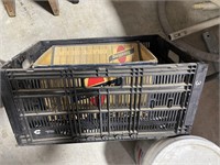 Black crate, sweeper hose, large fan, rails & more