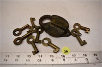 Vintage Padlock and Railroad Keys *SC