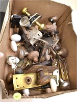 Box of Vintage Door Knobs and Locks