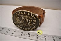 34" Leather Belt with Kamloops Belt Buckle