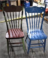 2 - Wooden Press Back Chairs *LYS