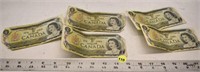 5 - 1973 Canada 1 Dollar Bills