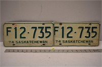 Set of 1974 Sask. Farm Lic. Plates