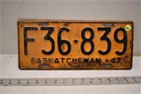 1947 Sask. Lic. Plate