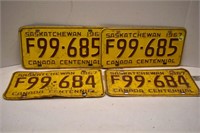 2 Sets of 1967 Sask. Farm Lic. Plates