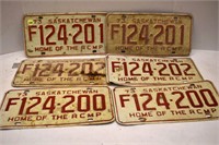 3 Sets of 1973 Sask. Farm Lic. Plates