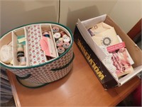 sewing box & items