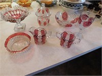 all red & clear glassware(some is westmoreland)