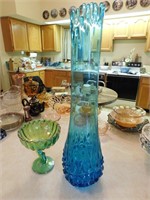 blue vase & green compote