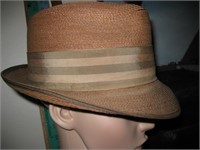 Vintage Straw Fedora Hat