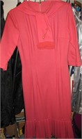 Vintage Pink Wool Dress w/ Scarf Pin
