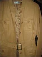 Retro Newport News Faux Leather Tan Belted Coat