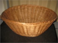 Large Vintage Heavy Wicker Laundry/ Gather Basket