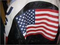 New Leather USA Flag L Jacket
