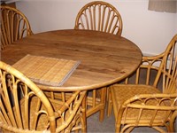 Retro Rattan/Bamboo Dining Table & 4 Chairs