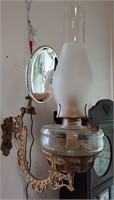 18" Wall Mount Cast Iron Victorian Oil Lamp