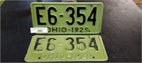 Ohio 1929 License Plate PAIR