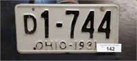 Ohio 1931 License Plate