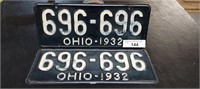 Ohio 1932 License Plate PAIR