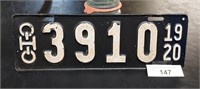 Ohio 1920 License Plate