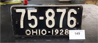 Ohio 1928 License Plate