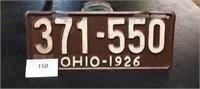 Ohio 1926 License Plate