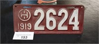 Ohio 1919 License Plate