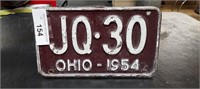Ohio 1954 License Plate