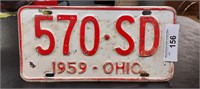 Ohio 1959 License Plate