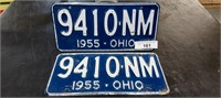 Ohio 1955 License Plate PAIR