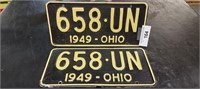 Ohio 1949 License Plate ALUMINUM PAIR