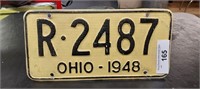 Ohio 1948 License Plate ALUMINUM