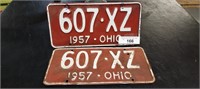 Ohio 1957 License Plate PAIR